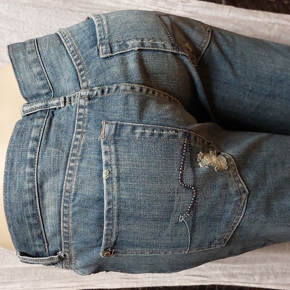 7 For All Mankind Distressed Flare Jeans - Picture 3 of 12